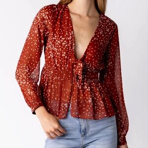 Vici Red Polka Dot Blouse